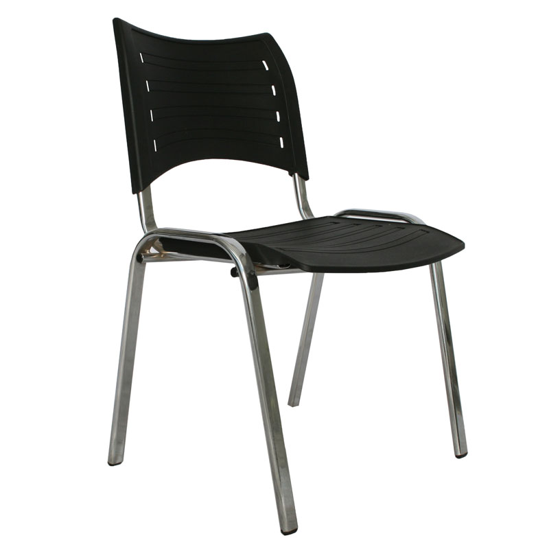 SILLA INTERLOCUTORA ESTRUCTURA CROMO PLASTICO NEGRO SMART