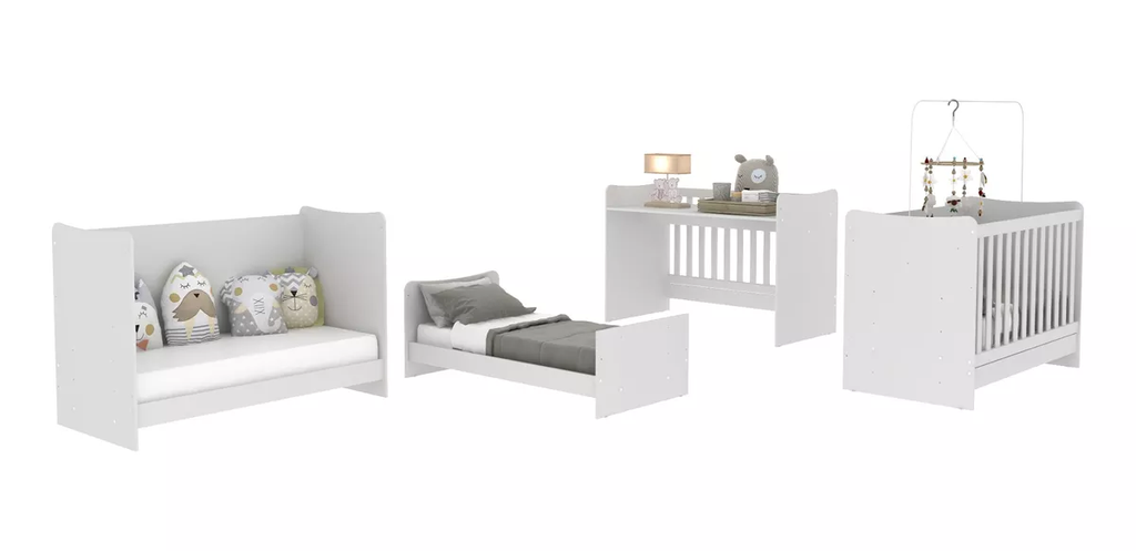 CUNA ARCÁNGEL COLCHON 4 EN 1 MINI CAMA SOFÁ ESCRITORIO BLANCO