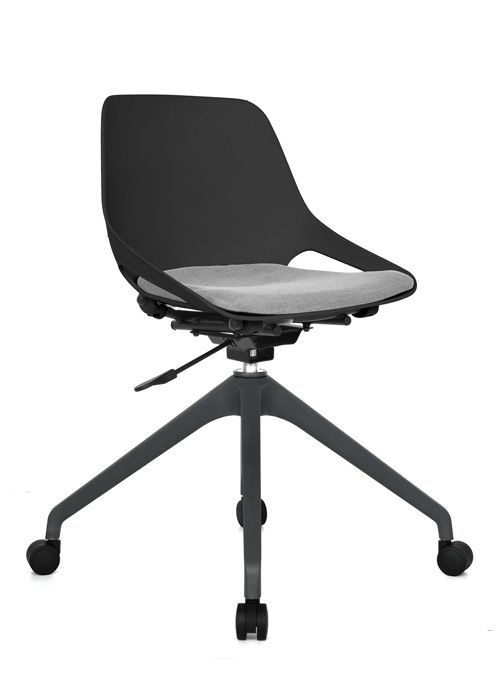 SILLA DE RESTAURANTE NEGRA BASE SWISS ASIENTO TAPIZADO