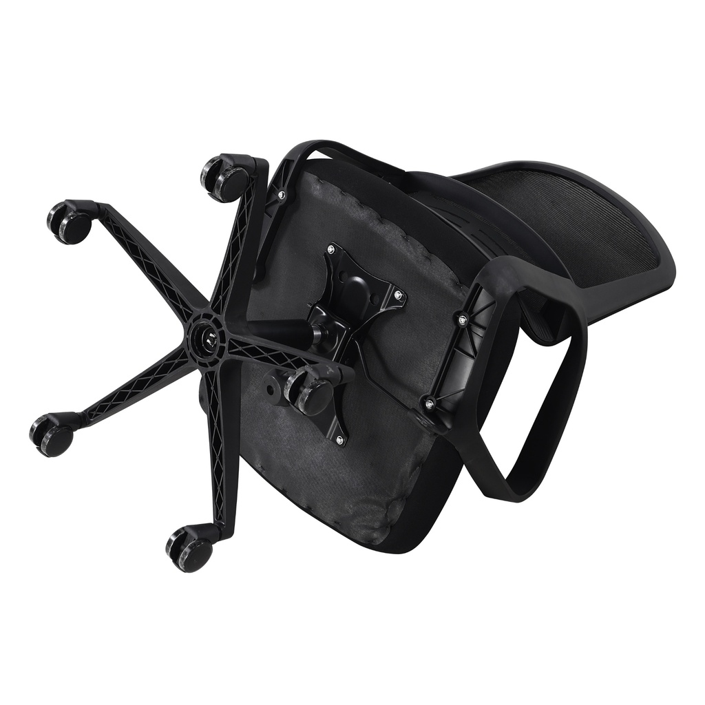 SILLA EJECUTIVA MALLA PAÑO BASE NYLON SIN CABECERO BRAZO FIJO SOPORTE LUMBAR