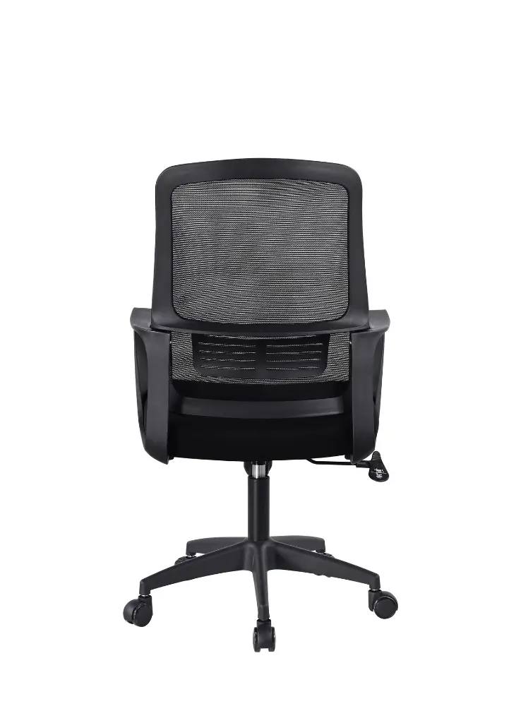 SILLA EJECUTIVA MALLA PAÑO BASE NYLON SIN CABECERO BRAZO FIJO SOPORTE LUMBAR