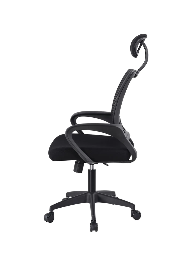 SILLA EJECUTIVA EN MALLA NEGRA CON CABECERO OFICINA
