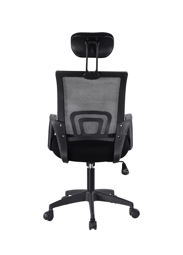 SILLA EJECUTIVA EN MALLA NEGRA CON CABECERO OFICINA