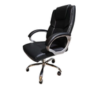 SILLA GERENCIAL CUERINA PETRONA BRAZOS FIJOS BASE CROMO NEGRA ERGONOMICA