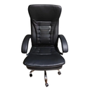 SILLA GERENCIAL ERGONOMICA DE CUERINA NEGRA ERGONOMICA BRAZOS FIJOS BASE METALICA
