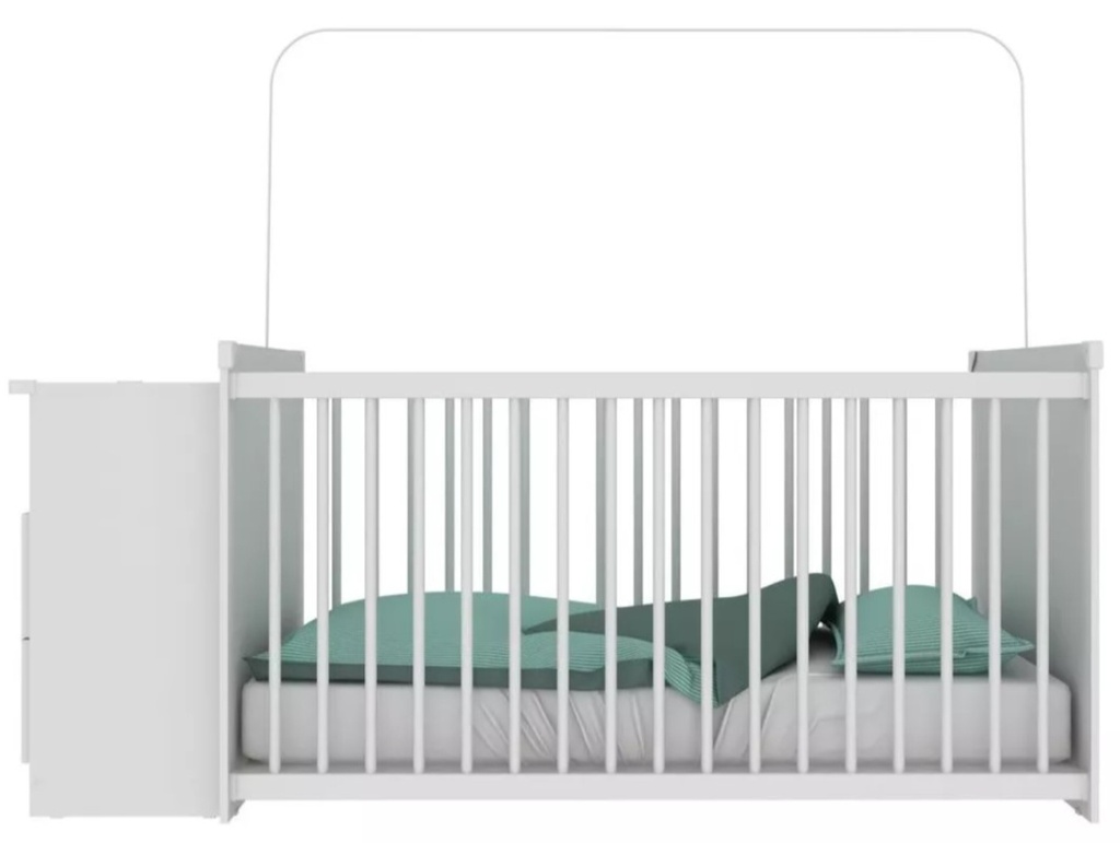 CUNA COMODA BLANCA CON 2 CAJONES 60CM DE ANCHO X 130CM DE LARGO
