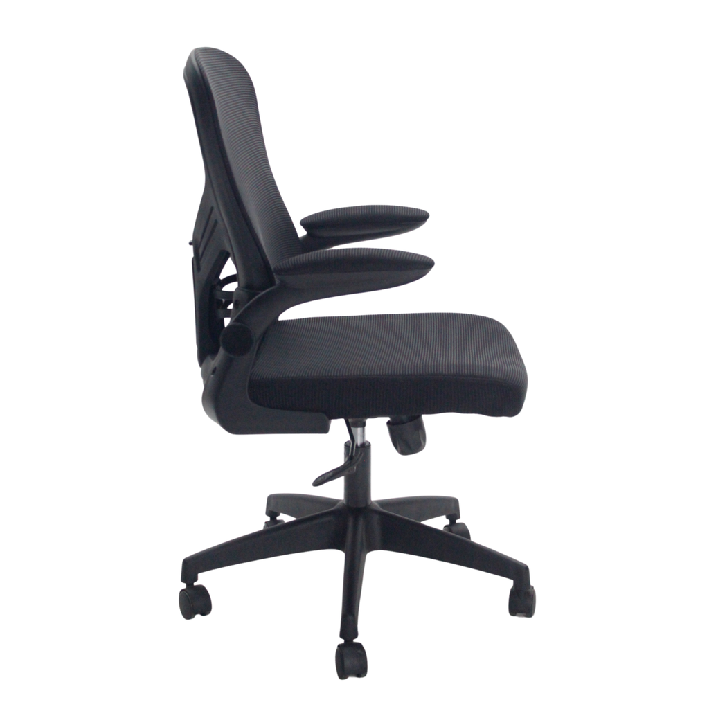 SILLA EJECUTIVA MALLA BRAZOS ABATIBLES NEGRA VALENCIA ERGONOMICA SOPORTE LUMBAR