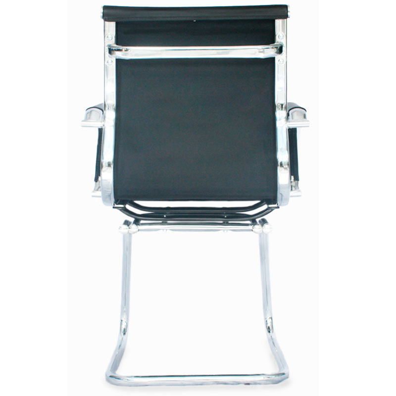 INTERLOCUTORA RECPECION SILLA BRUSELAS CROMO CUERO SINTETICO ELEGANTE NEGRA