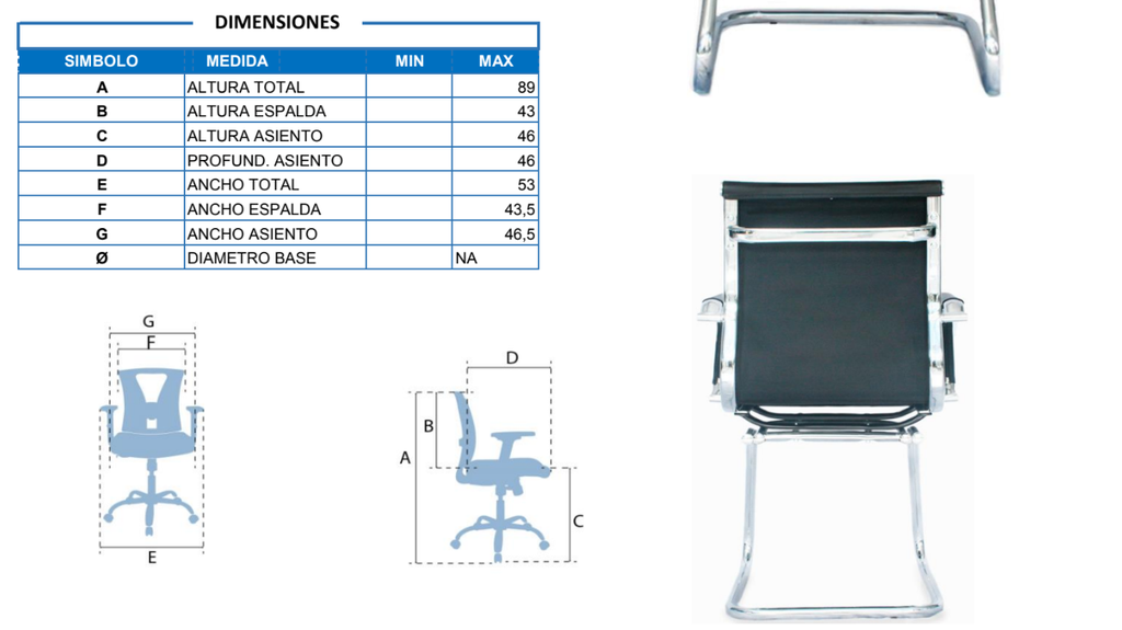 INTERLOCUTORA RECPECION SILLA BRUSELAS CROMO CUERO SINTETICO ELEGANTE NEGRA