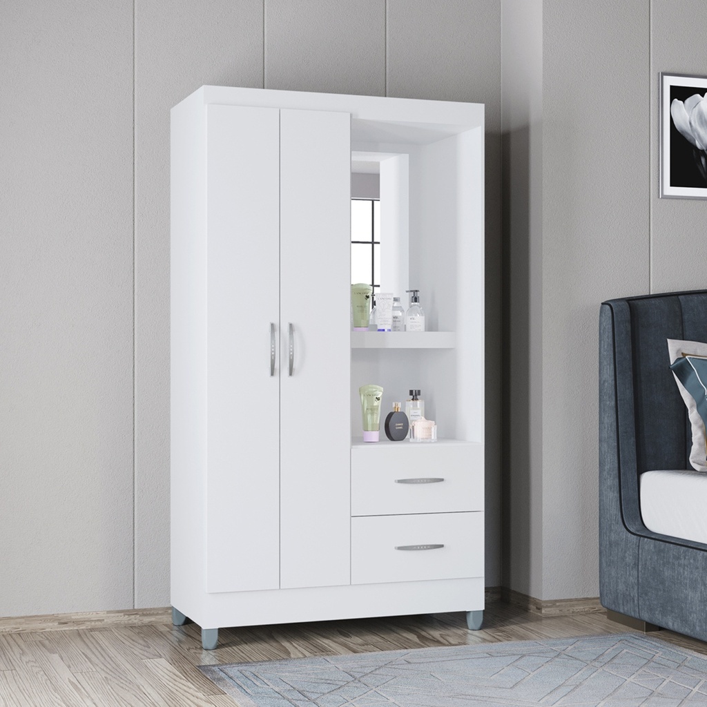 ARMARIO CLOSET 2 PUERTAS BLANCO CORDOBA 164CM X 181 CM MDP
