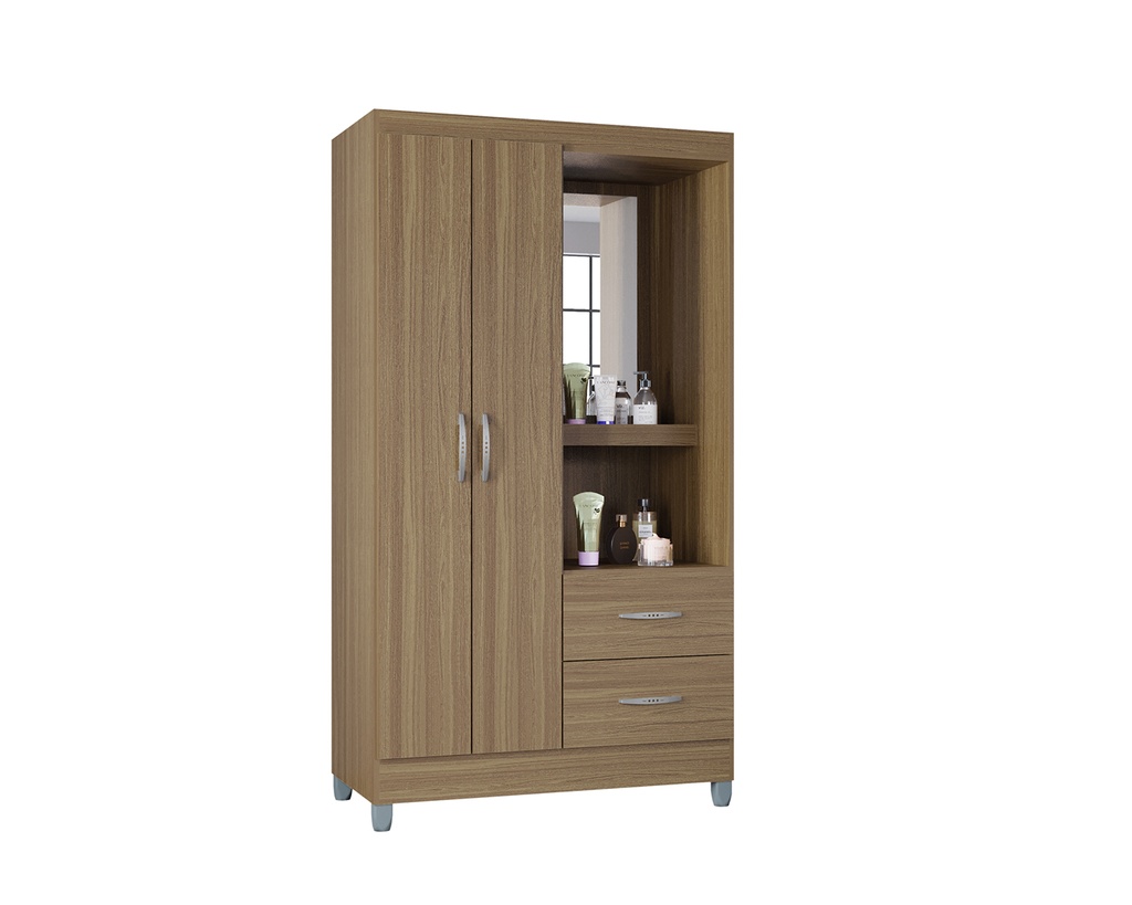 CLOSET ARMARIO 2 PUERTAS CORDOBA CASTAÑO CAFE MDP 180CM X 99CM