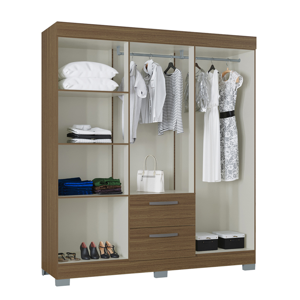 ARMARIO CLOSET 6 PUERTAS TOQUIO CASTAÑO 164CM X 188CM 2 CAJONES