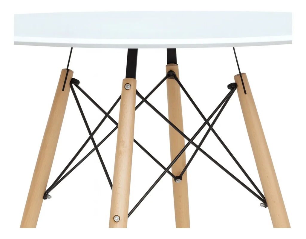 MESA EAMES POLIPROPILENO 80CM PATAS DE MADERA ESTRUCTURA METALICA