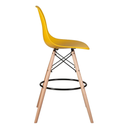SILLA BAR EAMES PATAS DE MADERA DORADO CON DESCANSAPIES POLIPROPILENO