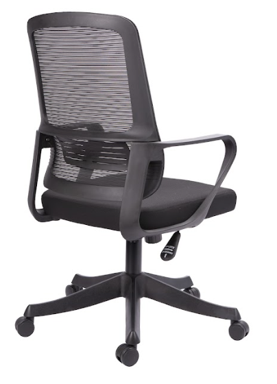 SILLA DE OFICINA BRAZOS FIJOS BASE NYLON ESPALDA MALLA SOPORTE LUMBAR FIJO