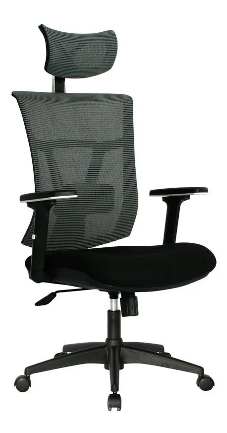 SILLA EJECUTIVA PARA OFICINA CÓMODA CON APOYO LUMBAR CURVO KABUL MALLA GRIS