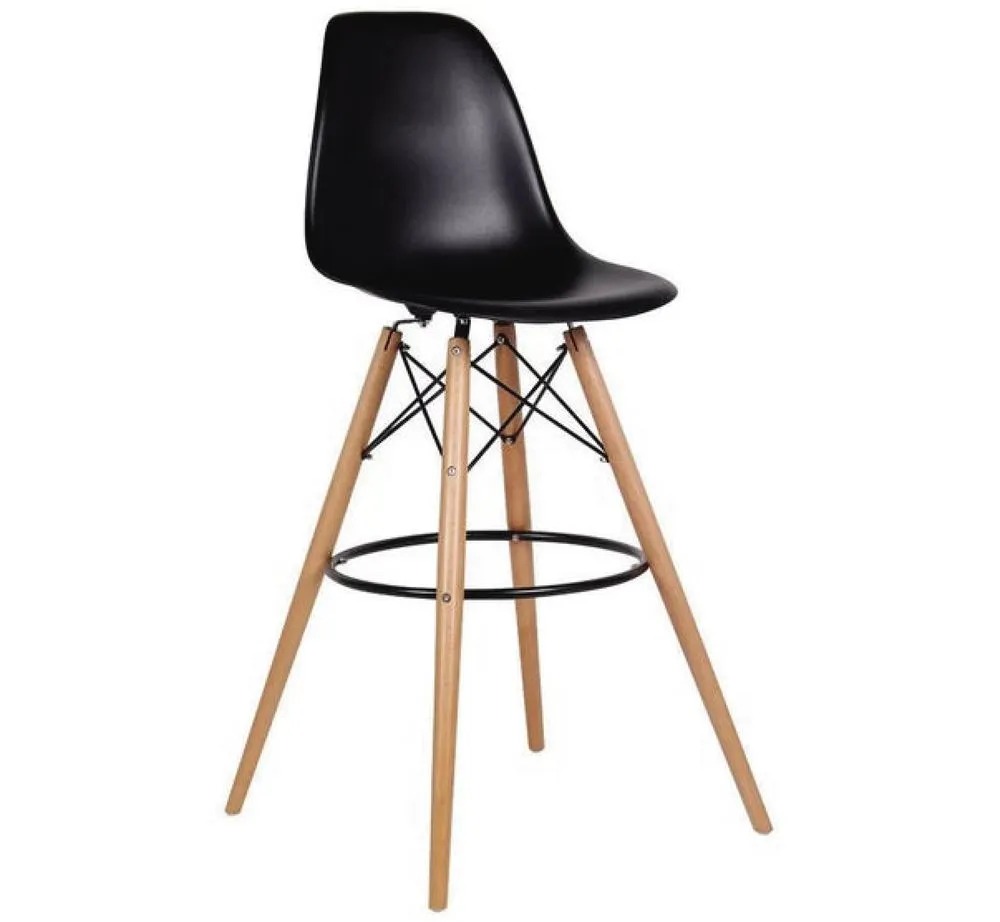 SILLA BAR EAMES PATAS MADERA HAYA -NEGRO ARO METALICO