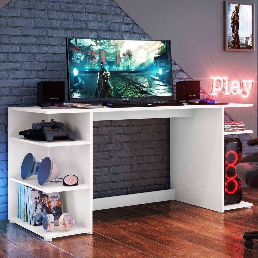 ESCRITORIO MESA GAMER PRO 2021 NUEVO MODELO BLANCO