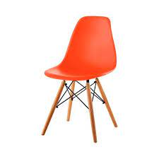 SILLA EAMES TRADICINAL CON PATAS DE MADERA - NARANJA