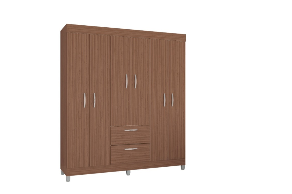 CLOSET TOKIO 6 PUERTAS 2 CAJONES COLOR CAPUCHINO