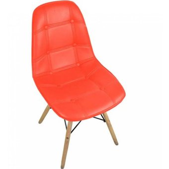 SILLA EAMES PRO ROJA ALCOLCHONABLE PATAS DE MADERA