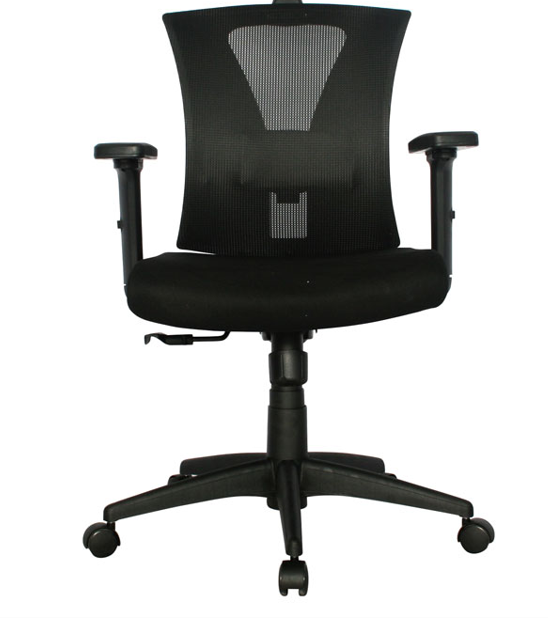 SILLA SHANGHAI /BRAZOS GRADUABLE / BASE NYLON / ASIENTO EN PAÑO NEGRO / ESPALDA EN MALLA NEGRA / APOYO LUMBAR GRADUABLE EN ALTURA Y PROFUNDIDAD 2D / MECANISMO BASCULANTE Y GRADUACION DE ALTURA EN ASIENTO