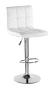 SILLA BAR ALTA BASE CROMO CUERINA BLANCA AJUSTABLE TIPO L ASIENTO