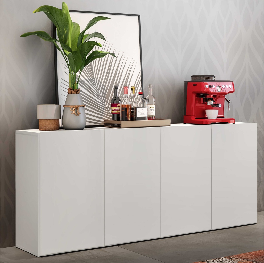 APARADOR ORGANIZADOR BUFFET 4 PUERTAS BLANCO HOGAR  MDP