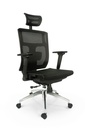 SILLA BUDAPEST BRAZOS 3D BASE ALUMINIO RECLINABLE PAÑO NEGRO CABECERO