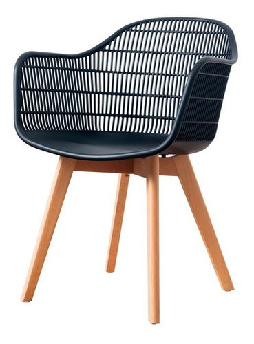 SILLA PARA COMEDOR O RESTAURANTE CON REPOSABRAZOS ESTILO MODERNO CON PATAS EN MADERA Y ESTRUCTURA  EN POLIPROPILENO