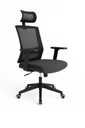 SILLA OFICINA BRAZOS GRADUABLES DE PAÑO CON CABECERO,BASE NYLON Y NEGRA MASAKI