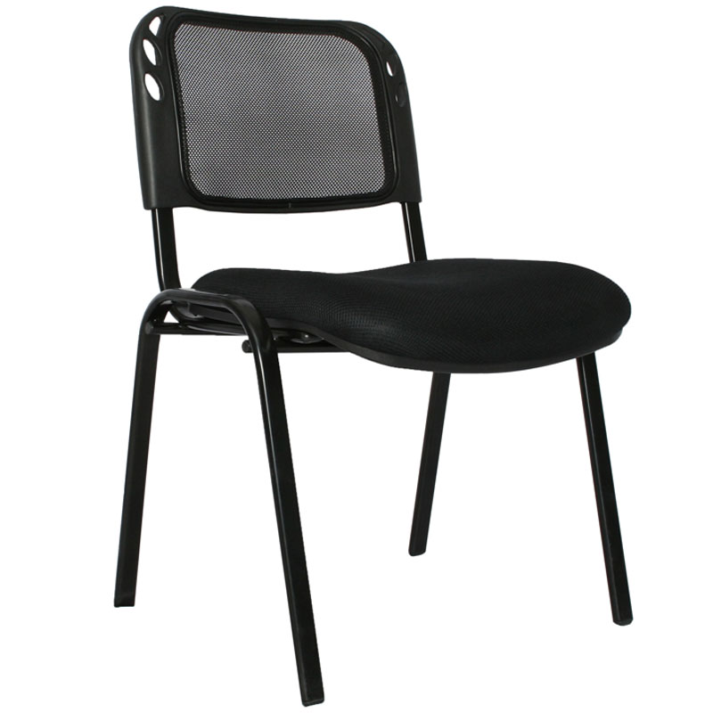 SILLA INTERLOCUTORA ISOCELES METALICA NEGRA MALLA