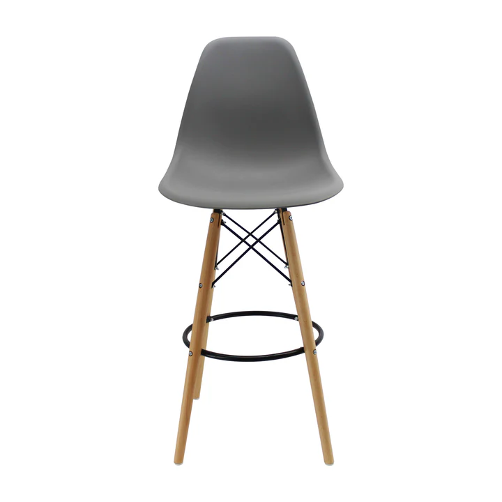 SILLA BAR EAMES GRIS PATAS DE MADERA POLIPROPILENO