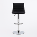 SILLA BAR ALTA BASE NEGRA METALICA REGULABLE CUERINA NEGRA TIPO L ASIENTO CON COSTURAS HORIZONTALES