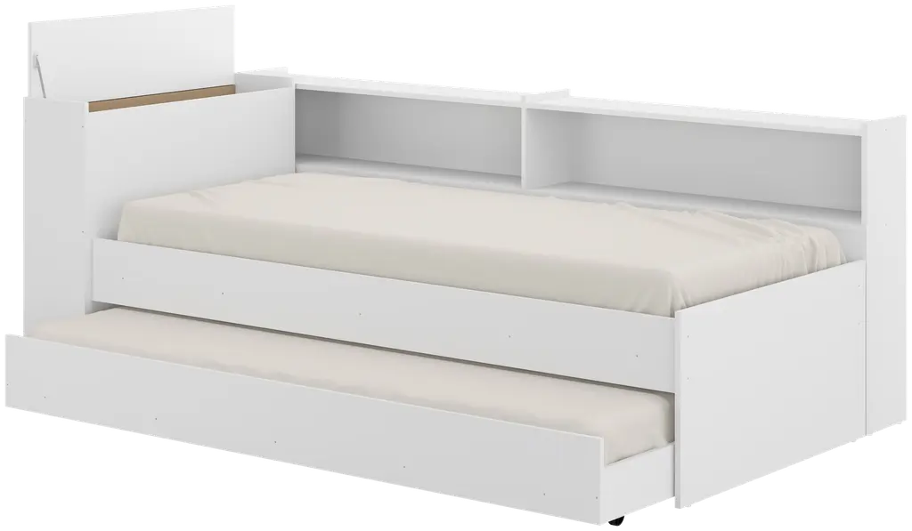 CAMA TIPO NIDO SENCILLA MULTIMUEBLE CON BALDA Y ARCO MULTIPROPOSITO 110x216