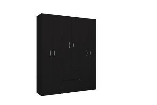 [140103] CLOSET ARMARIO LISBOA NEGRO 6 PUERTAS 183X147 CM MDP