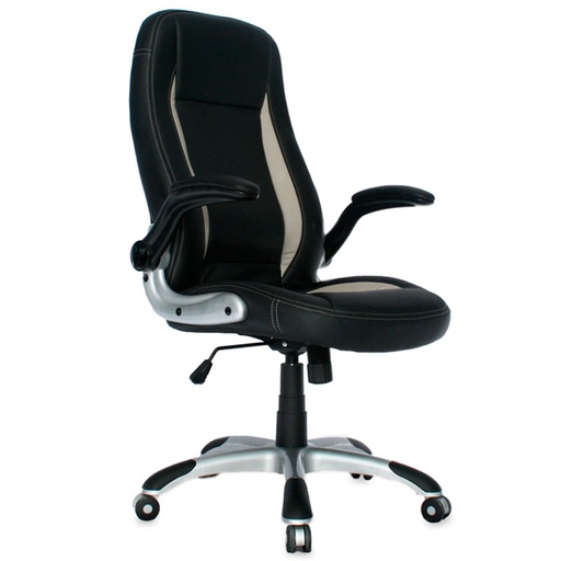 [003-0976] SILLA ERGONOMICA BRAZOS ABATIBLES TURIN CUERINA BASE NYLON