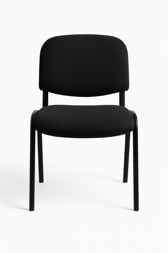 [103305] SILLA INTERLOCUTORA ALCOLCHONADA ISOCELES NEGRA METALICA