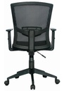SILLA KYOTO BRAZO FIJO / BASE NYLON / ASIENTO TAPIZADO PAÑO / ESPALDA EN MALLA NEGRA