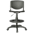 SILLA RISMA DE OFICINA TIPO CAJERO EN PLÁSTICO NEGRO ALTURA REGULABLE Y ARO EN NYLON