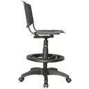 SILLA RISMA DE OFICINA TIPO CAJERO EN PLÁSTICO NEGRO ALTURA REGULABLE Y ARO EN NYLON