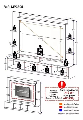 CENTRO DE ENTRETENIMIENTO, PANEL TV DE 65" BLANCO
