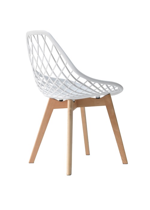SILLA RESTAURANTE DISEÑO BLANCO ESTRUCTURA MADERA MSA