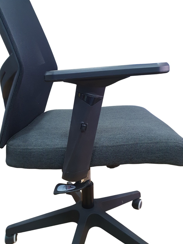 SILLA OFICINA BRAZOS GRADUABLES DE PAÑO CON CABECERO,BASE NYLON Y NEGRA MASAKI