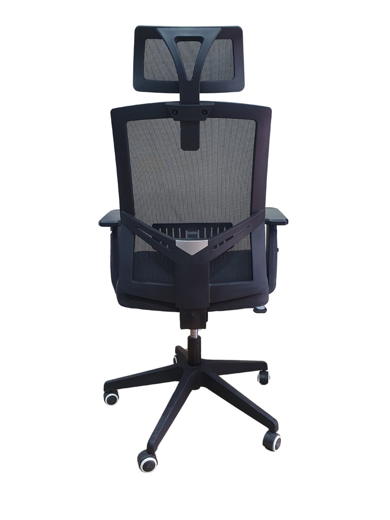 SILLA OFICINA BRAZOS GRADUABLES DE PAÑO CON CABECERO,BASE NYLON Y NEGRA MASAKI