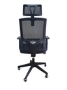 SILLA OFICINA BRAZOS GRADUABLES DE PAÑO CON CABECERO,BASE NYLON Y NEGRA MASAKI