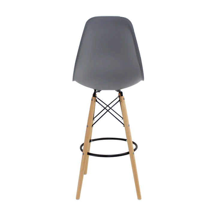SILLA BAR EAMES GRIS PATAS DE MADERA POLIPROPILENO