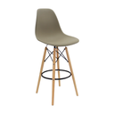 SILLA BAR EAMES PATAS DE MADERA BEIGE CON DESCANSAPIES POLIPROPILENO