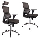 SILLA AUSTRALIA / BASE CROMO / MECANISMO BASCULANTE / BRAZO GRADUABLE EN ALTURA / ASIENTO EN PAÑO NEGRO / ESPALDA EN MALLA NEGRA / CON CABECERO