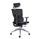 SILLA AUSTRALIA / BASE CROMO / MECANISMO BASCULANTE / BRAZO GRADUABLE EN ALTURA / ASIENTO EN PAÑO NEGRO / ESPALDA EN MALLA NEGRA / CON CABECERO
